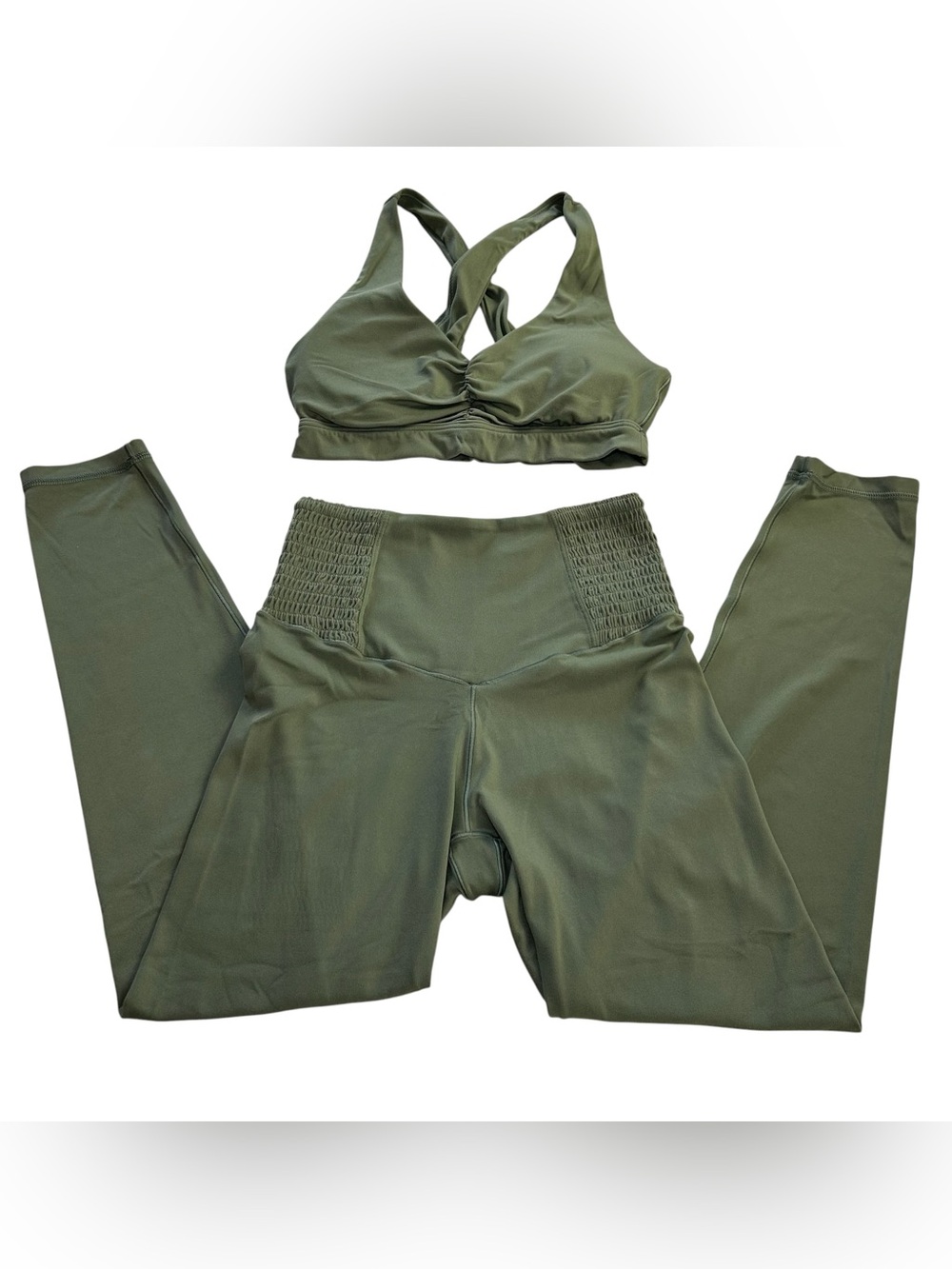 Offline by Aerie Women’s Real Me Sports Bra Leggings Workout Set Soft Green S/M
